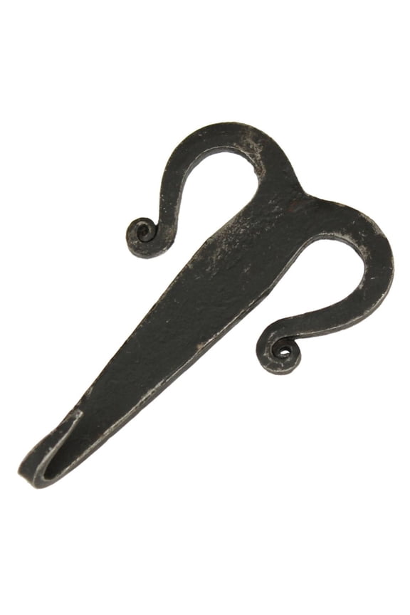 Celtic Curve Forged Iron Belt Hook-Buckle Authentic Medieval Style Black Forged Iron Finish Material