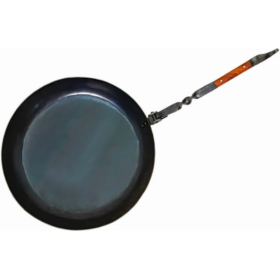 Armory Replicas Convenient Company Folding Frying Pan – Heavy Duty Hand Forged Outdoor Cookware w/ Wood Handle