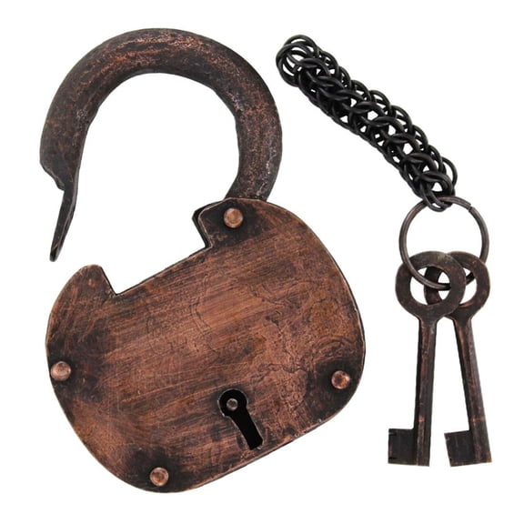 Armory Replicas Dungeon Guardian Iron Padlock with Keys, Antiqued Iron Lock for Decoration, Props & Collectibles