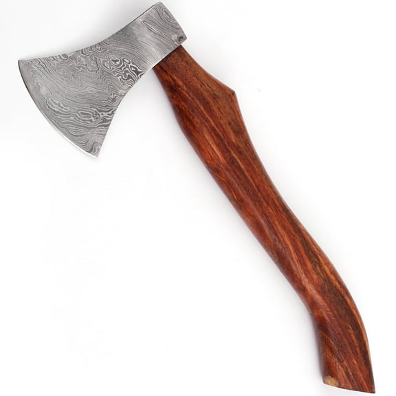 Armory Replicas Elite Woodsman Damascus Steel Camping Hatchet Axe with Rosewood Handle & Leather Sheath