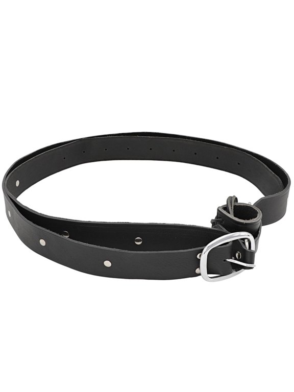 Extra Long Double Wrap Sword Belt, Black, Adjustable Frog, 94" Genuine Rawhide Leather