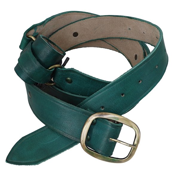 Armory Replicas Extra Long Double Wrap Sword GREEN Belt with Adjustable Frog 94" Genuine Rawhide Leather