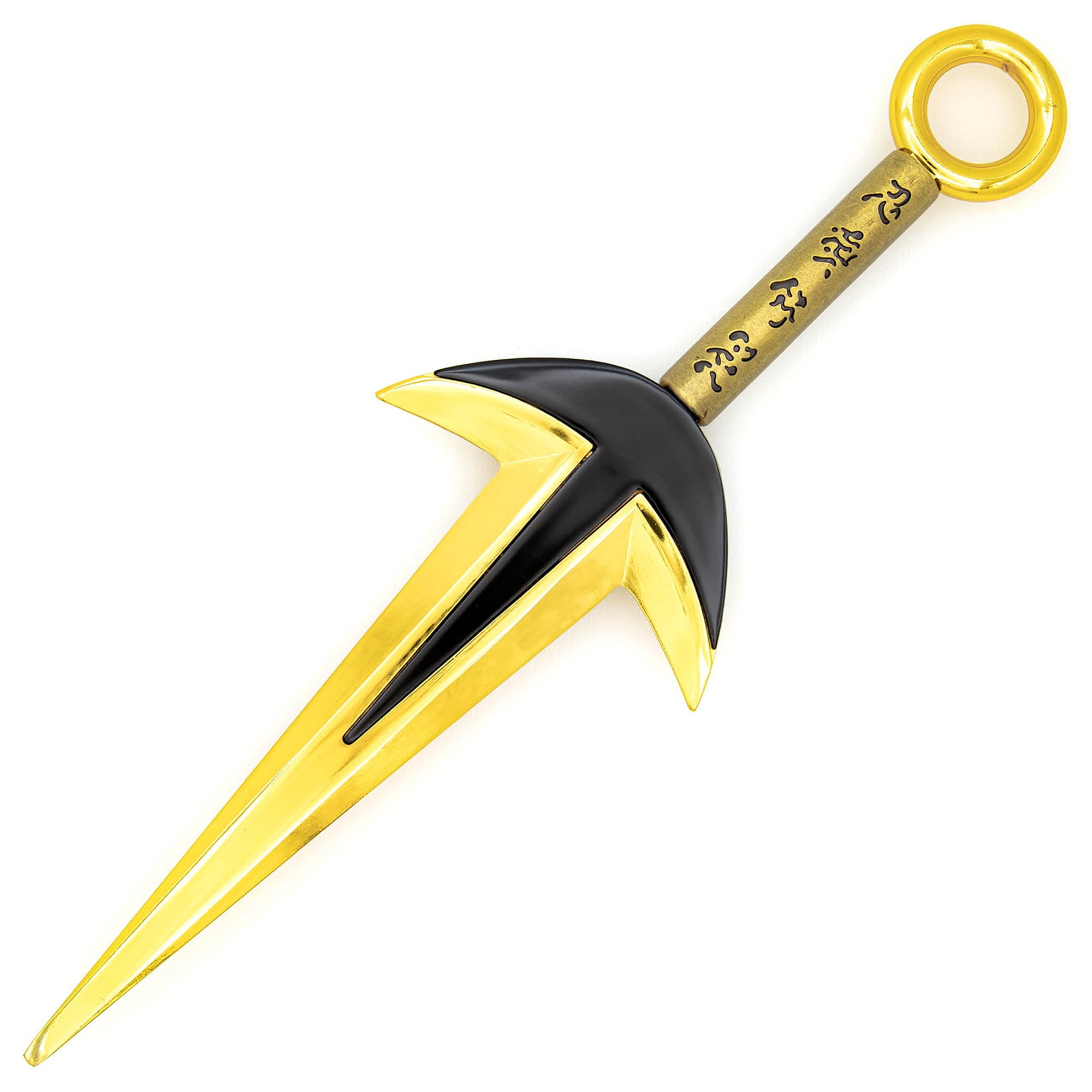 Armory Replicas Flying Thunder God Cast Metal Replica Anime Kunai Knife Namikaze Triple-Prong Design with Gold-Toned Finish, Kanji Detail