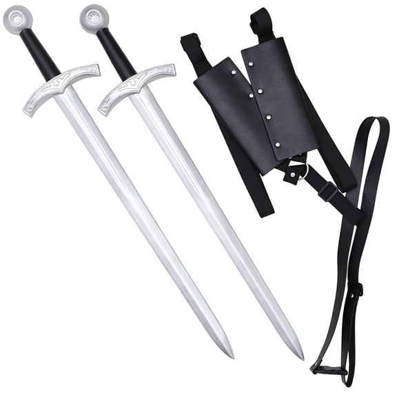Armory Replicas Foam Knightly Shortsword Set with Double Back Strap Sheath 2 Foam Swords + Carry Harness