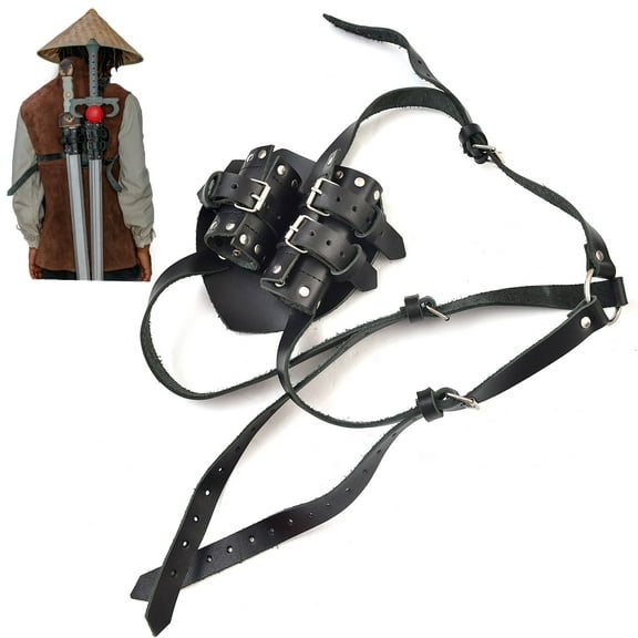 Armory Replicas Genuine Leather 2Pcs Sword Shoulder Belt Holster Adjustable Dual Sword Baldric for Cosplay & Reenactments