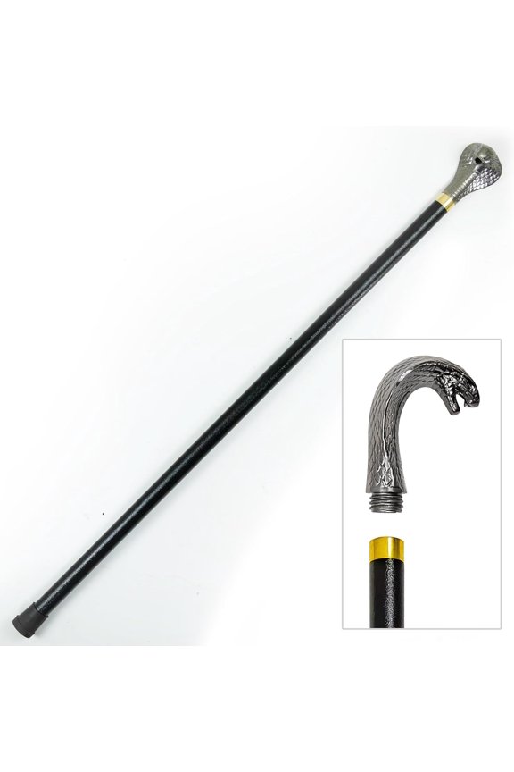 Lightning Walking Cane with Pewter Finish Head Handle Elegant Silver Alloy Design