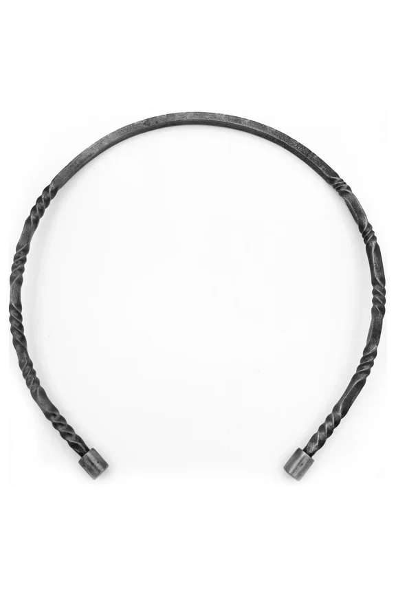 Hand Forged Druid Iron Torc Necklace - Medieval Twist Design