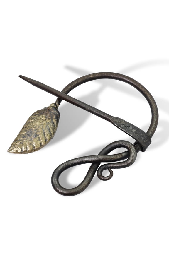Hand Forged Penannular Renaissance Brooch: Iron Brass Medieval Cloak Pin