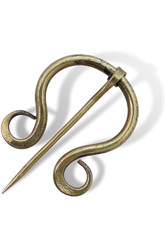 Medieval Renaissance Forged Penannular Brass Brooch, Handmade Solid Brass Cloak Pin for Cloaks, Shawls, Scarves & Historical Costumes
