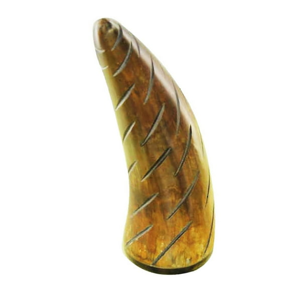 Armory Replicas Handmade Craftsmanship African Cow Horn Paper Weight Elegant Desk Collection Addition Features Tribal Carved Design Horn End Cap