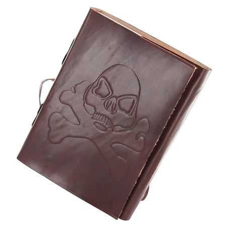Armory Replicas Handmade with Vintage Authentic Look Jolly Roger Booty Log Journal - Leather Cover, 220 Handmade Pages Brown Stained String Binding with Unique X Design on the Spine