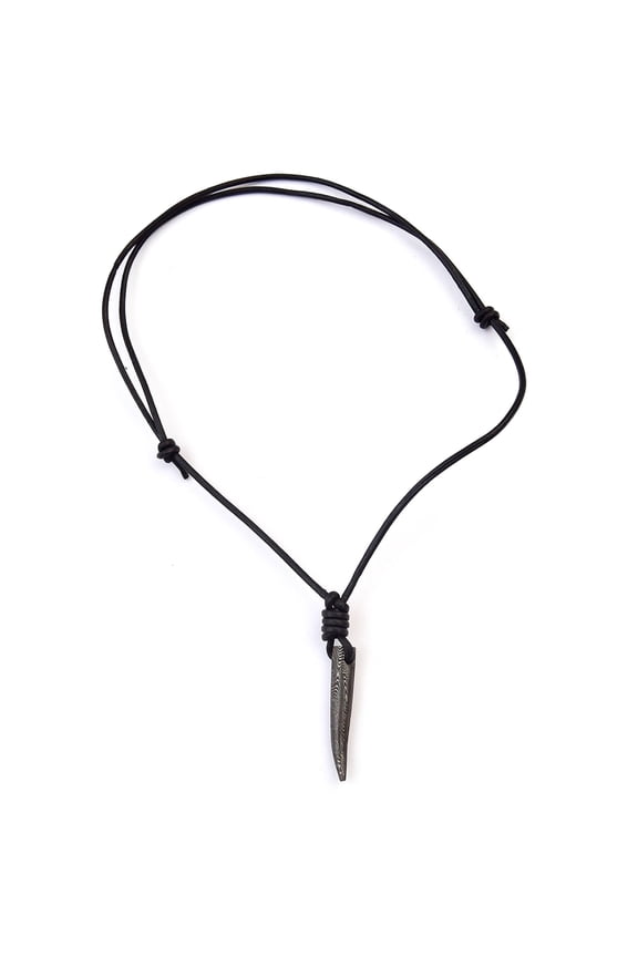 Hidden Power Damascus Steel Pendant Necklace - Adjustable Leather Cord, Stylish & Durable Jewelry