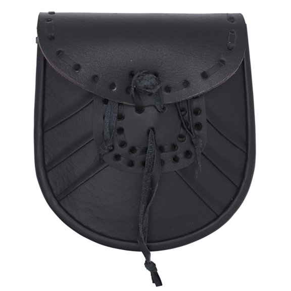 Armory Replicas Highland Scots Leather Traditional Sporran | Handmade Black Kilt Pouch with Tassel Design