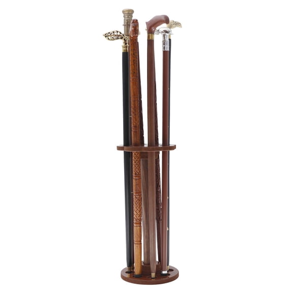 Armory Replicas Holder of Charm Wooden Cane Stand | Elegant 8-Slot Walking Stick & Umbrella Display Rack