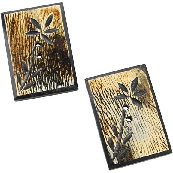 Armory Replicas Horn Japanese Screen Sew-Through Button Set - 1.50 Inch, Black/Brown, Handmade
