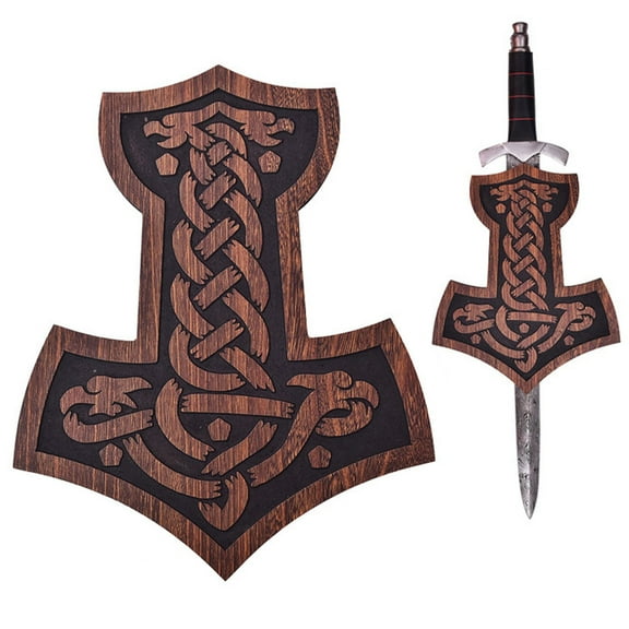 Armory Replicas Knot Wooden Plaque Display Sword – Engraved Medieval Fantasy Wall Decoration