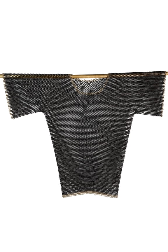 Large Black & Gold Chainmail Shirt | Half Sleeve Haubergeon Armor for Chest, Back & Shoulder Cover