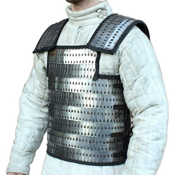 Armory Replicas Lemellar Armor Vest - X-Large, 20g Steel, Genuine Leather, Adjustable Handmade Roman Scale Armor