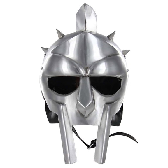 Armory Replicas Maximus Roman Gladiator Helmet - Silver 18g Steel, 12" Tall, 26.77" Circumference, 11.38" x 8.25