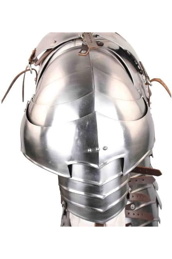 Medieval 18g Steel Avenger Pauldrons Set: Stylized Shoulder Armor Crafted from Durable 18 Gauge Steel Four Smaller Lames Extend to Protect the Arm