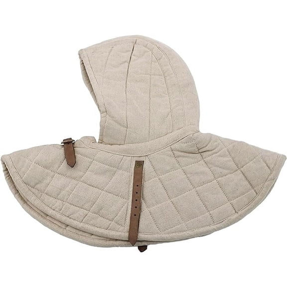 Armory Replicas Cotton Padded Collar Armor and Cap, Heavy Padded Medieval Arming Set with Shock Absorption for Knight Armor, Reenactment, LARP, Cosplay & Costume