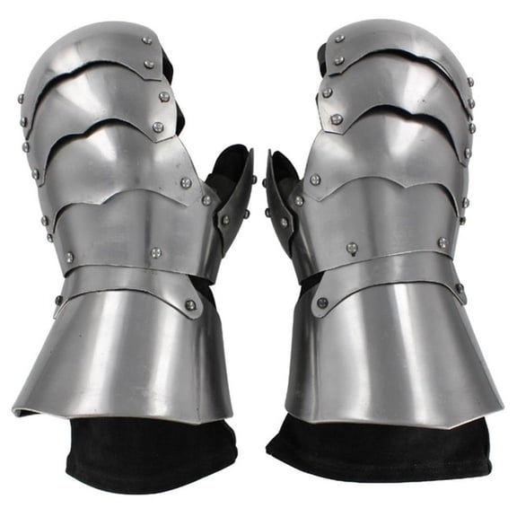 Armory Replicas Clamshell Medieval Gauntlets with Suede Gloves, 16 Gauge Steel Hand Armor, Mirror Polish Finish for Reenactment, LARP, Cosplay & Display