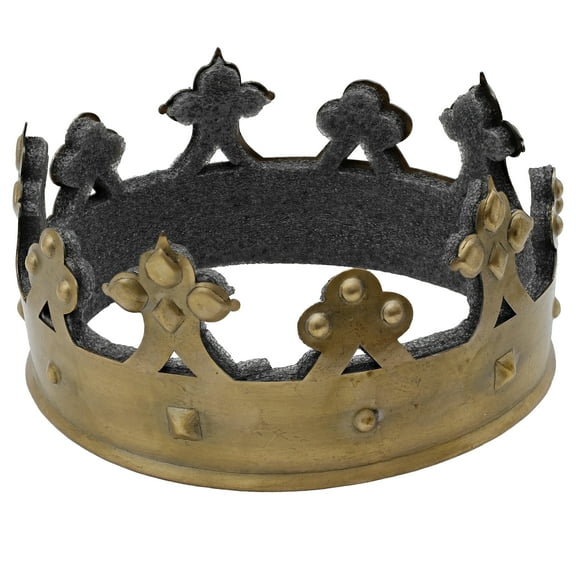 Armory Replicas Medieval Brass Plating Crown - Intricately Designed Royalty Headpiece, 20 Gauge Mild Steel, Fits 52-60 cm Head