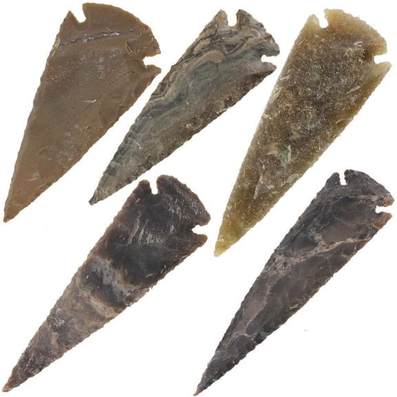 Armory Replicas Medieval Flint Agate Arrowhead 5-Piece Set 3 Inch Perfect for Historical Replicas or Decorative Displays Adds Authenticity to Archery Collections