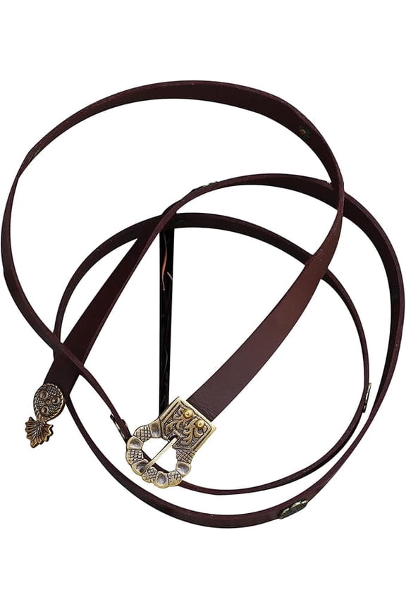 Medieval Genuine Cowhide Leather Belt 72 Inch Brown 3/4 Inch Width