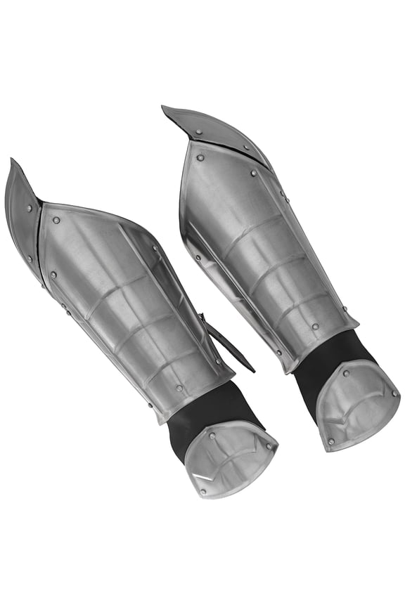 Medieval Hand Armour - 18 Gauge Mild Steel Gauntlets with Adjustable Belt & Buckle - Ornate Metal Gloves for Wrist, Elbow, & Lower Arm - Reenactment & LARP Gear