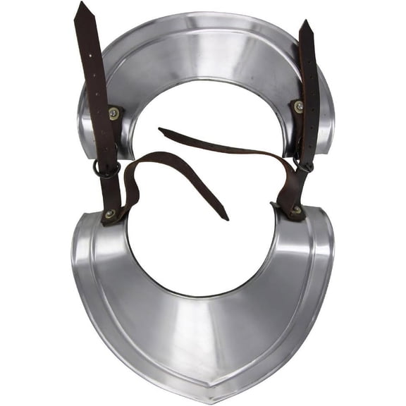 Armory Replicas Medieval Knights Templar Functional Gorget Neck Plate Armor - 18G Steel, Adjustable Leather Straps Exterior steel surface oiled for preservation