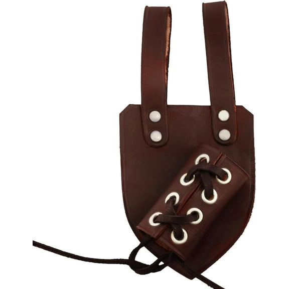Armory Replicas Medieval Leather Sword & Dagger Belt Holder: Left-Handed Adjustable Frog Adjustable Lace-up Design with Steel Riveting Perfect for Daggers, Rapier, and Saber Swords