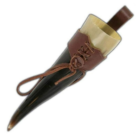 Armory Replicas Medieval Norwegian Viking Drinking Horn: 100% Natural, Adjustable Leather Frog Included Perfect for ceremonies or everyday use Enhances medieval-themed