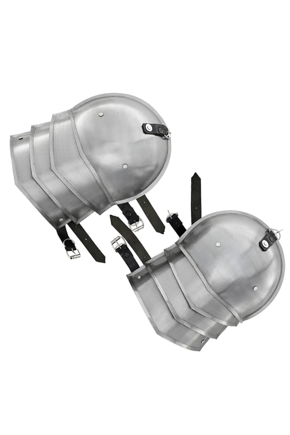 Medieval Pauldron Shoulder Armor | 16G Polished Steel with Adjustable Belt for LARP & Reenactment
