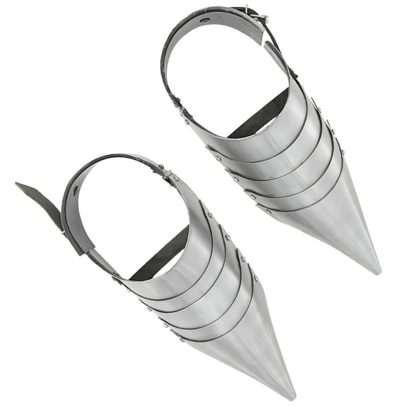 Armory Replicas Medieval Sabaton | 18G Steel Foot Armor with Polished Finish & Leather Straps for LARP & Cosplay