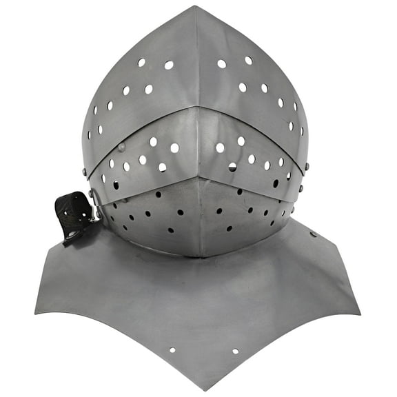 Armory Replicas Medieval Shutter Gorget | 18G Polished Steel Neck Armor with Leather Belt for Reenactment & Cosplay