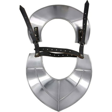 Armory Replicas Medieval Siege Warfare Gorget - 18 Gauge Steel Armor with Leather Straps Adjustable leather straps for a secure fit Handmade for authenticity and quality