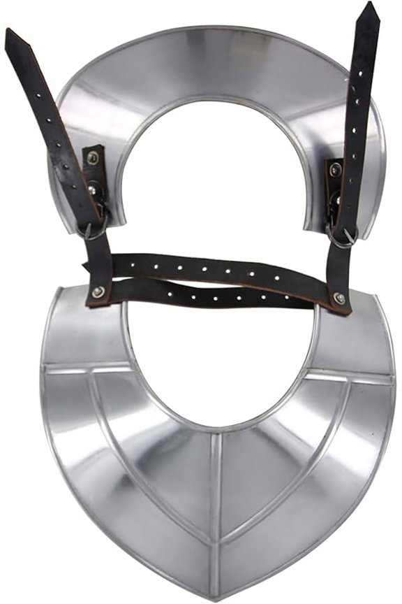 Medieval Siege Warfare Gorget - 18 Gauge Steel Armor with Leather Straps Adjustable leather straps for a secure fit Handmade for authenticity and quality