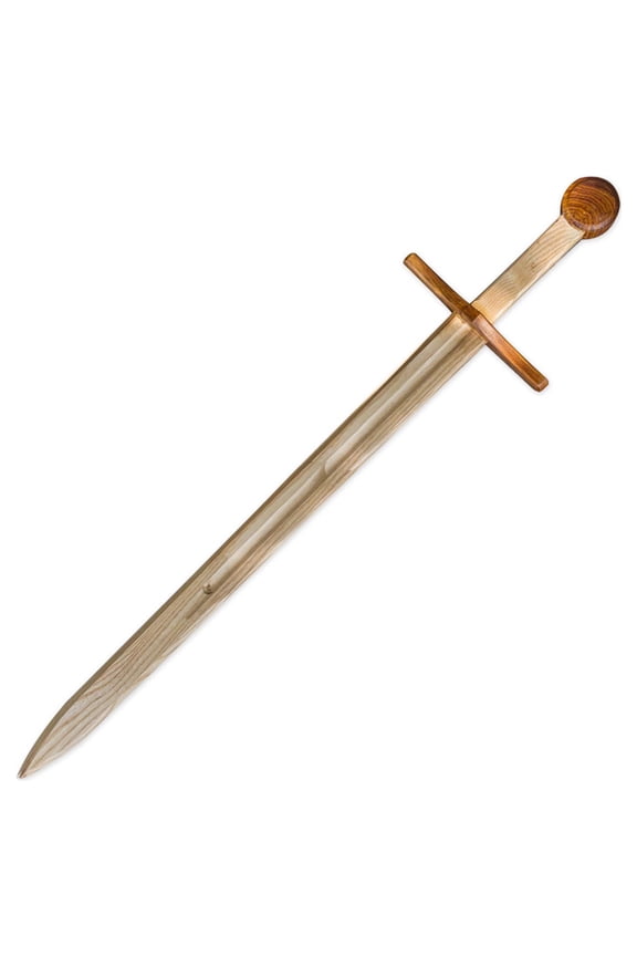 Medieval Wooden Training Sword Beech Wood, Leather Handle, 34.75 Inches