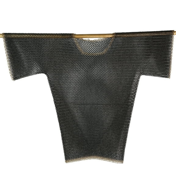 Armory Replicas Medium Black & Gold Chainmail Shirt | Half Sleeve Haubergeon | Chest, Back & Shoulder Armor