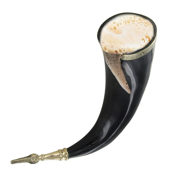 Armory Replicas Norse Horns of Odin Drinking Horn 12-15 Inches, Cow Horn, Bovine, 7-10 oz, Triskele Design