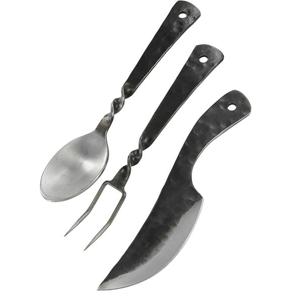 Armory Replicas Outdoor Camping Grilling Utensil Knife and Rod Set with Genuine Bovine Leather Sheath