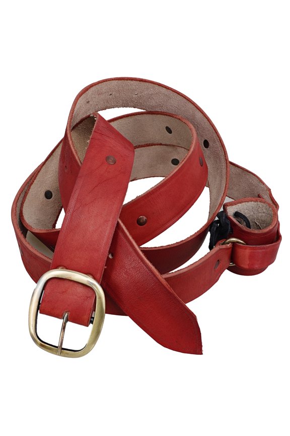 Oversized Double Wrap Sword Belt RED with Adjustable Frog 118.5" Genuine Rawhide Leather