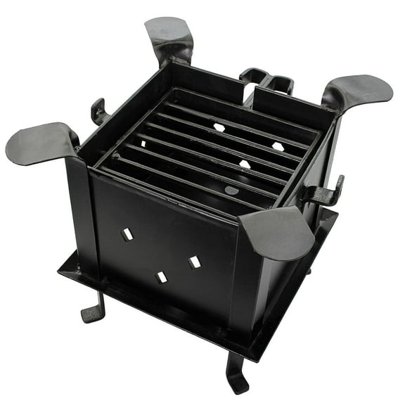 Armory Replicas Portable Roman Campfire Grill Hand Riveted Metal Grate with Hinged Grilling Platform, Ideal for Camping & Reenactments