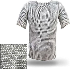 Armory Replicas Haubergeon Chainmail Armor Long Shirt, 16 Gauge Mild Steel & Stainless Steel Rings, Medieval Reenactment Costume