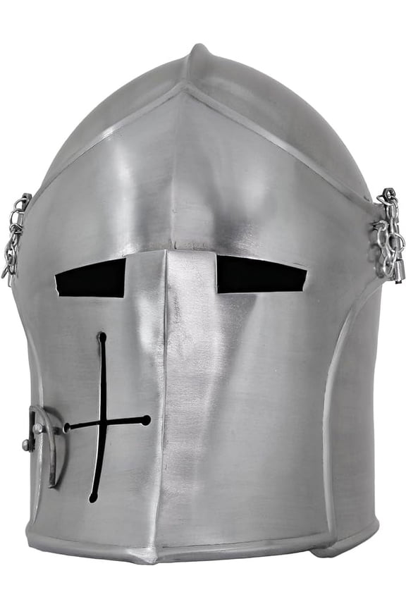 Premium Italian Medieval Helmets - Barbuta Helm w Visor Lock, Leather Lining & Reinforced Eye Openings