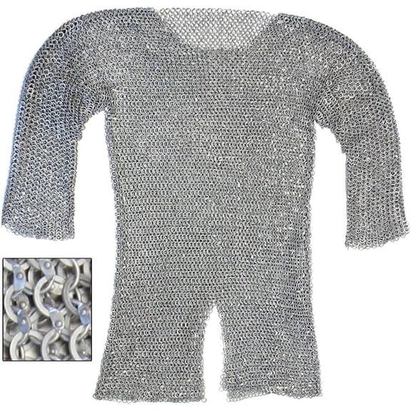 Armory Replicas Re-Enactment Aluminum Hauberk Chainmail Natural Color lightweight and Comfortable Fitting