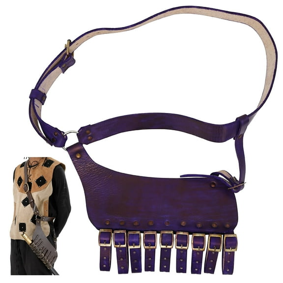 Armory Replicas Right-Handed Leather Rapier Sword Frog Belt - Adjustable with Steel Buckles,PURPLE