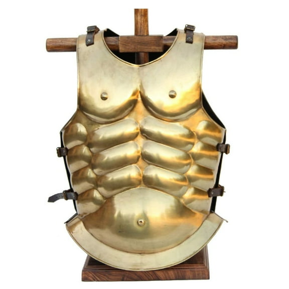 Armory Replicas Roman Gladiator Brass Cuirass Armor  18G Steel Breastplate with Leather Straps for Cosplay & Display