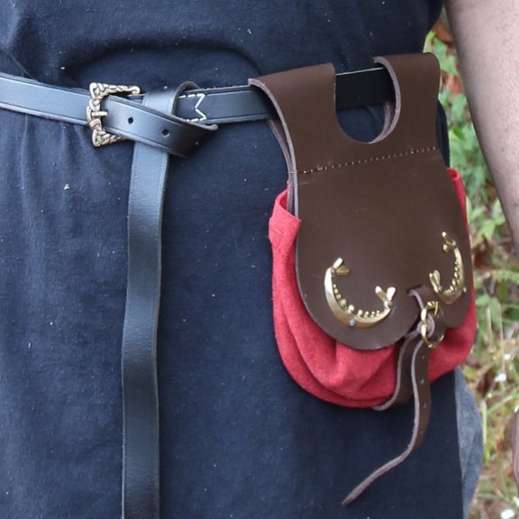 Armory Replicas Royal Red Handmade Royal Court Suede Pouch - Rich Red Elegance Medieval-Inspired Design Perfect for Carrying Small Valuables Adjustable Belt Closure for Secure Fit